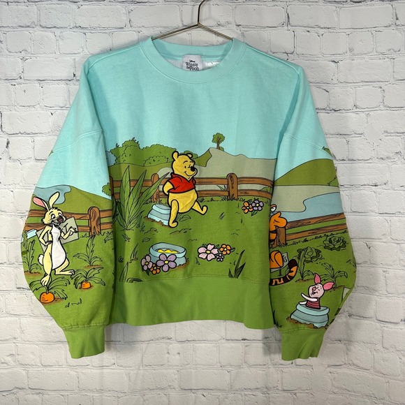 Disney Tops - Disney Winnie the Pooh Hundred Acre Wood Friends Sweatshirt Green Blue Small